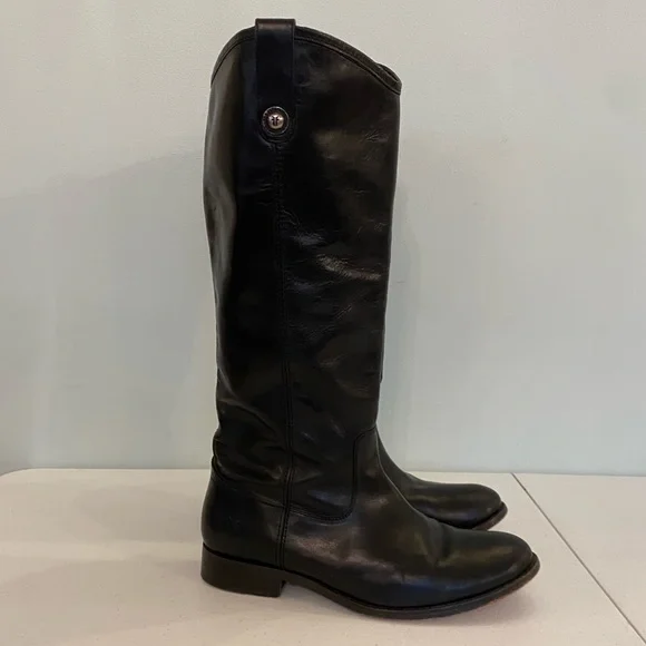 Frye Melissa Button Black Leather Knee High Boot Extended Calf size 9 - Picture 1 of 10
